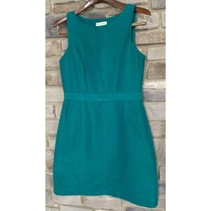 Annie Griffin Teal Sleeveless Shift Dress with Pockets Minimalist Preppy Chic-4